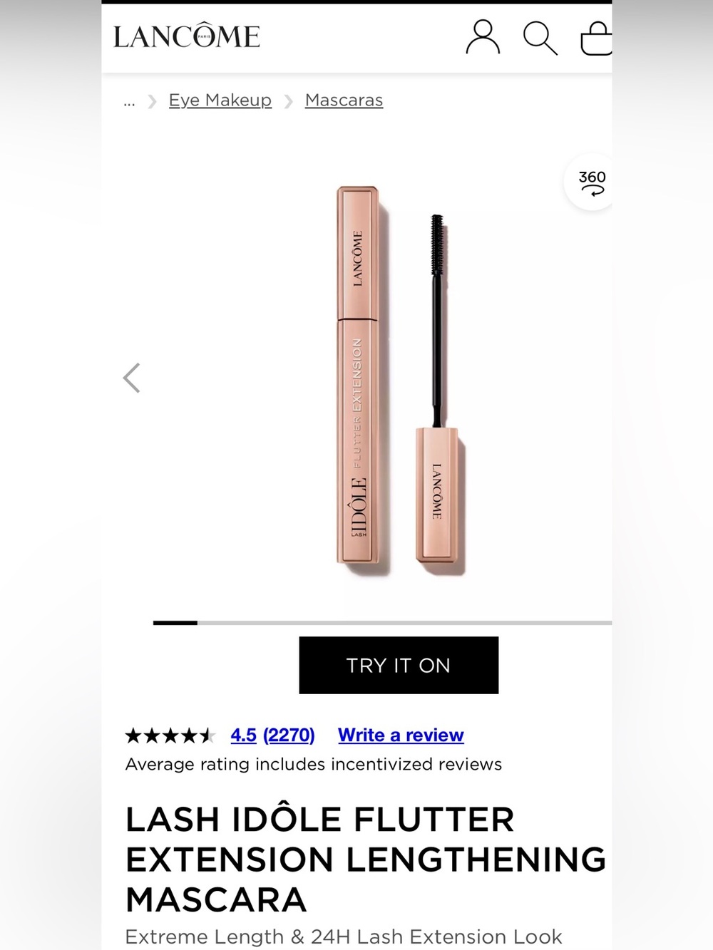 Lancome Lash Idôle Flutter Extension Mascara FULL SIZE